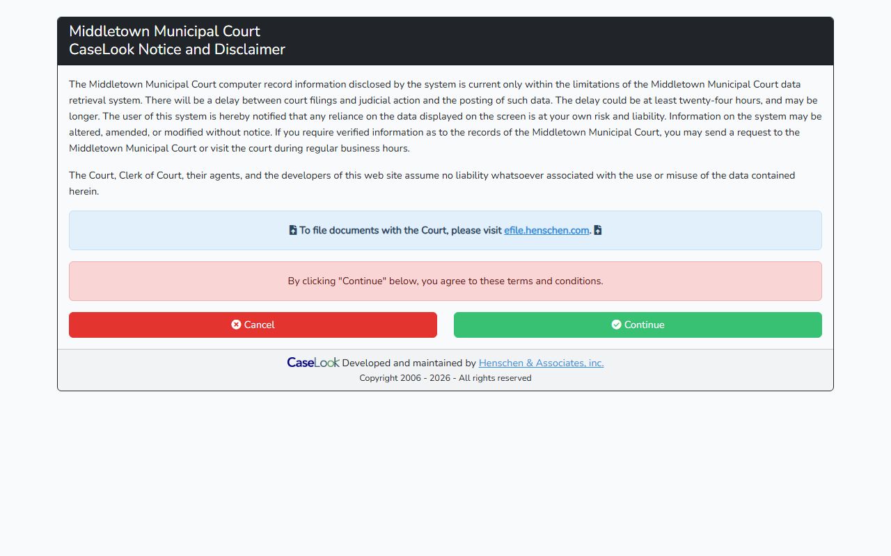Middletown Municipal Court related to Middletown traffic court records