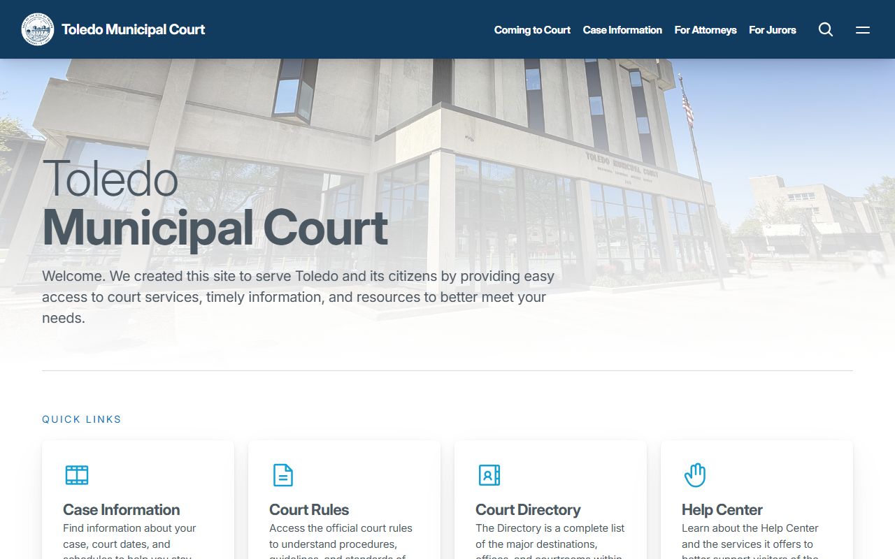 Toledo Municipal Court website for Toledo traffic court records