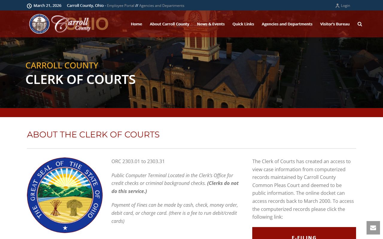 Carroll County Clerk of Courts traffic court records