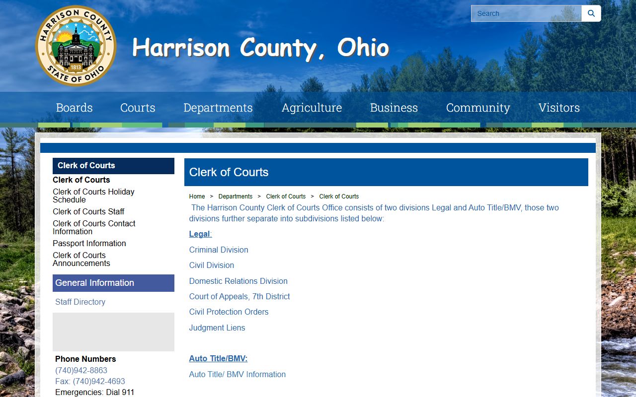 Harrison County Clerk of Courts office for Harrison County traffic court records