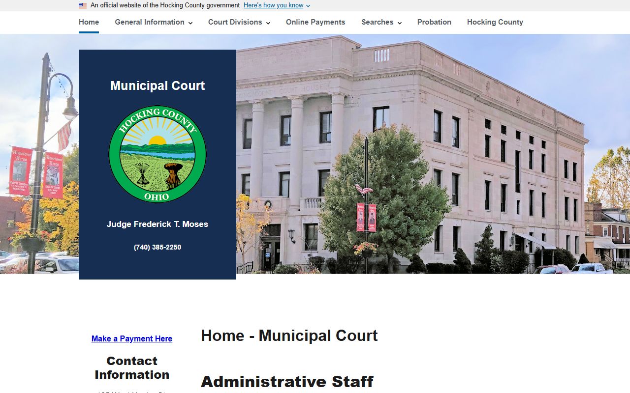 Hocking County Municipal Court for Hocking County traffic court records