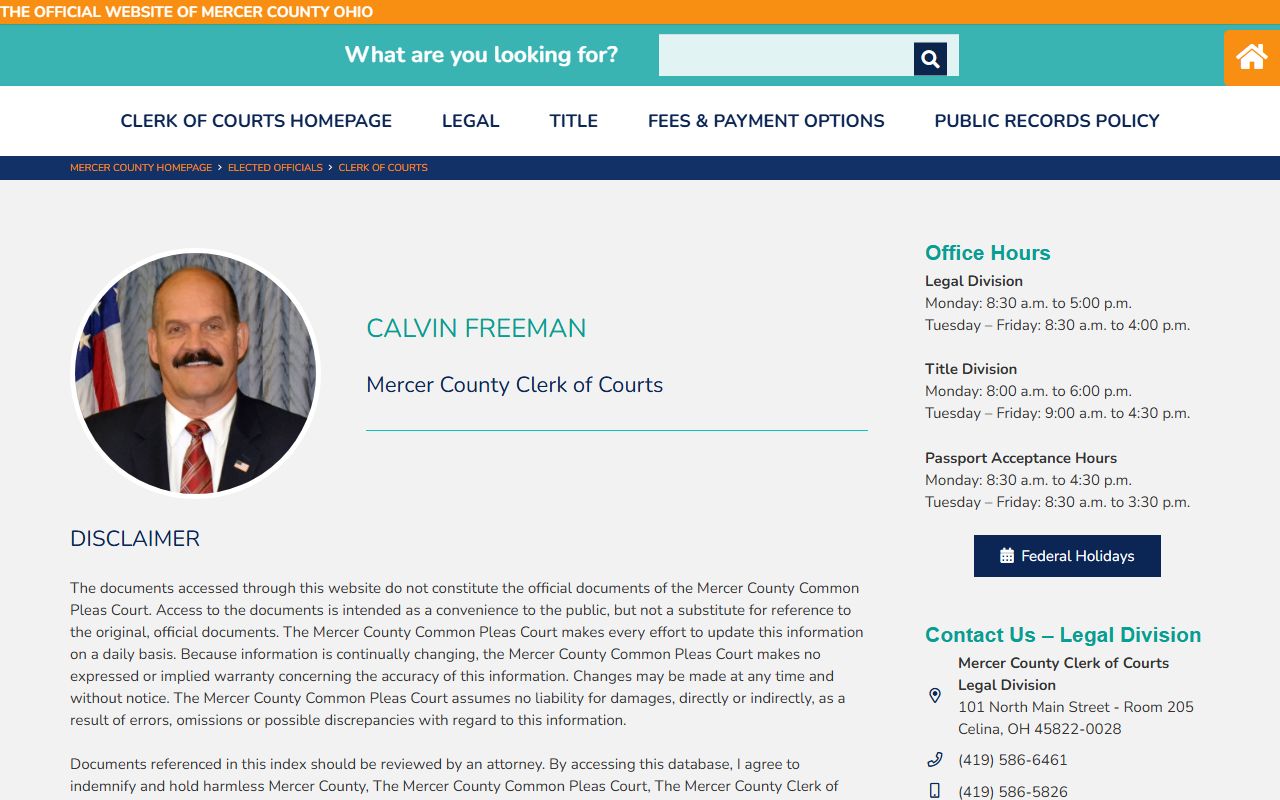 Mercer County Clerk of Courts office for Mercer County traffic court records