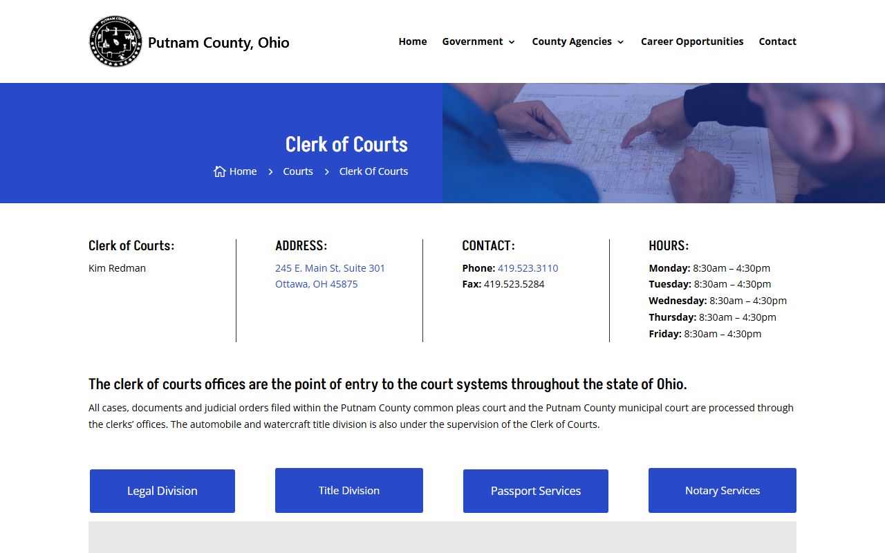 Putnam County Clerk of Courts office for Putnam County traffic court records