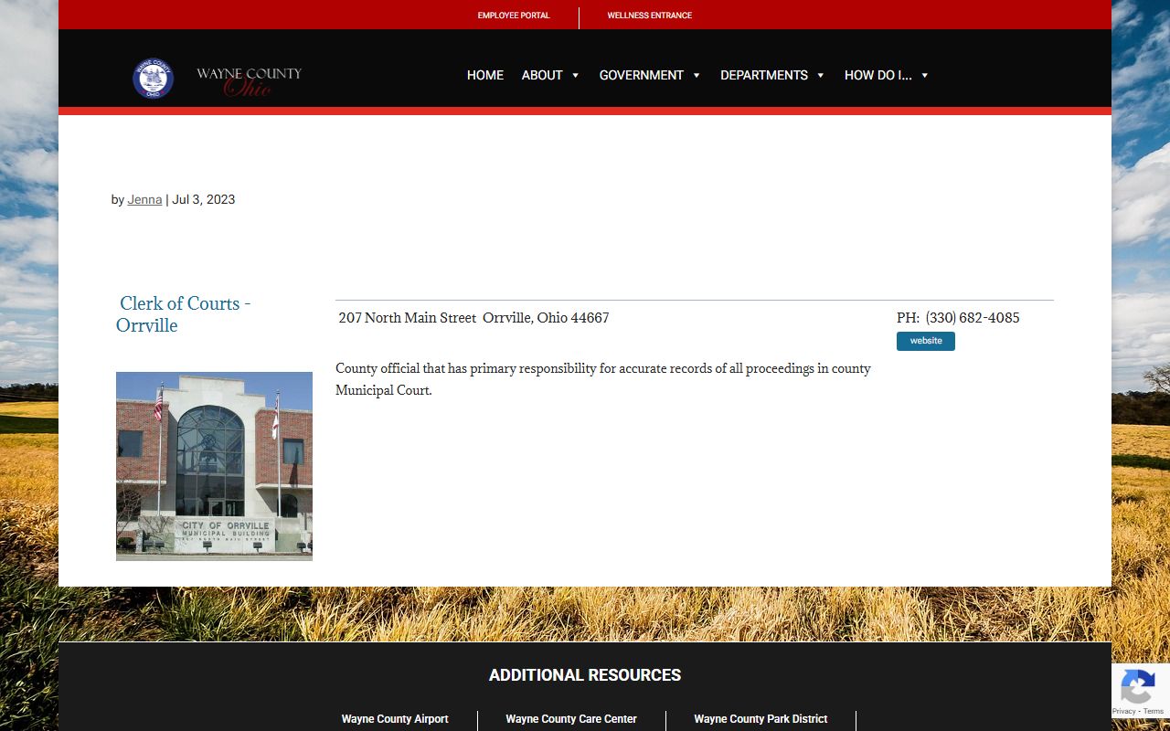 Wayne County Clerk of Courts office for Wayne County traffic court records