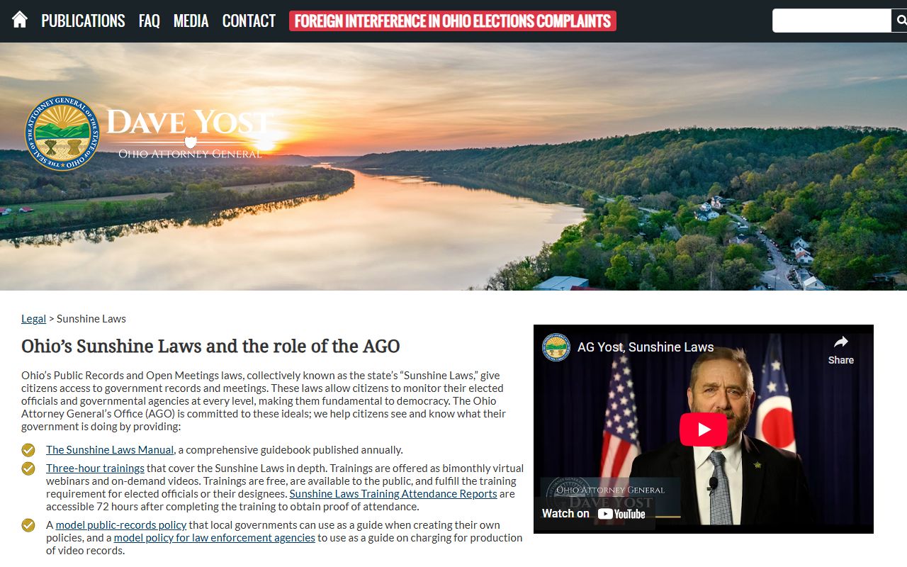 Ohio Attorney General Sunshine Laws traffic court records access