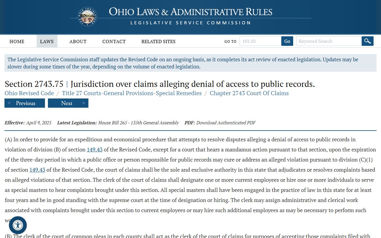 Ohio Revised Code Section 4510.03 for Lucas County traffic court records